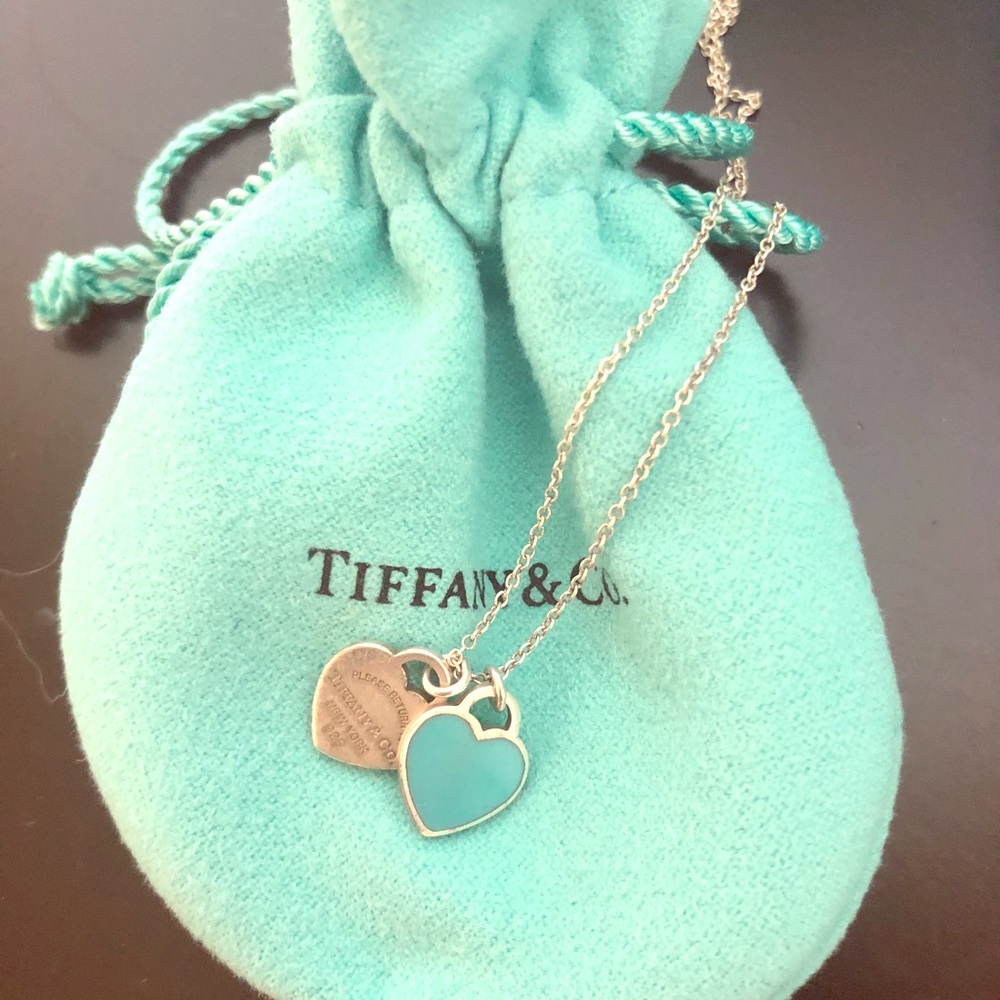 Tiffany & CO Double Heart Tag Necklace